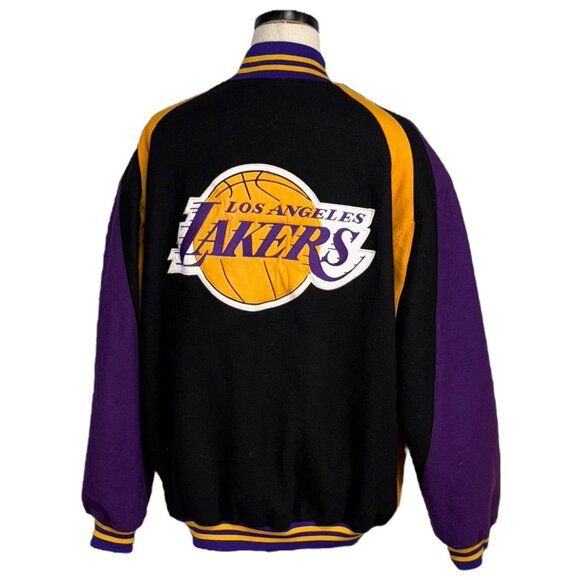 Los Angeles Lakers Jeff Hamilton 90s Wool Varsity Jacket 3XL Black/Gold/Purple - Picture 1 of 12